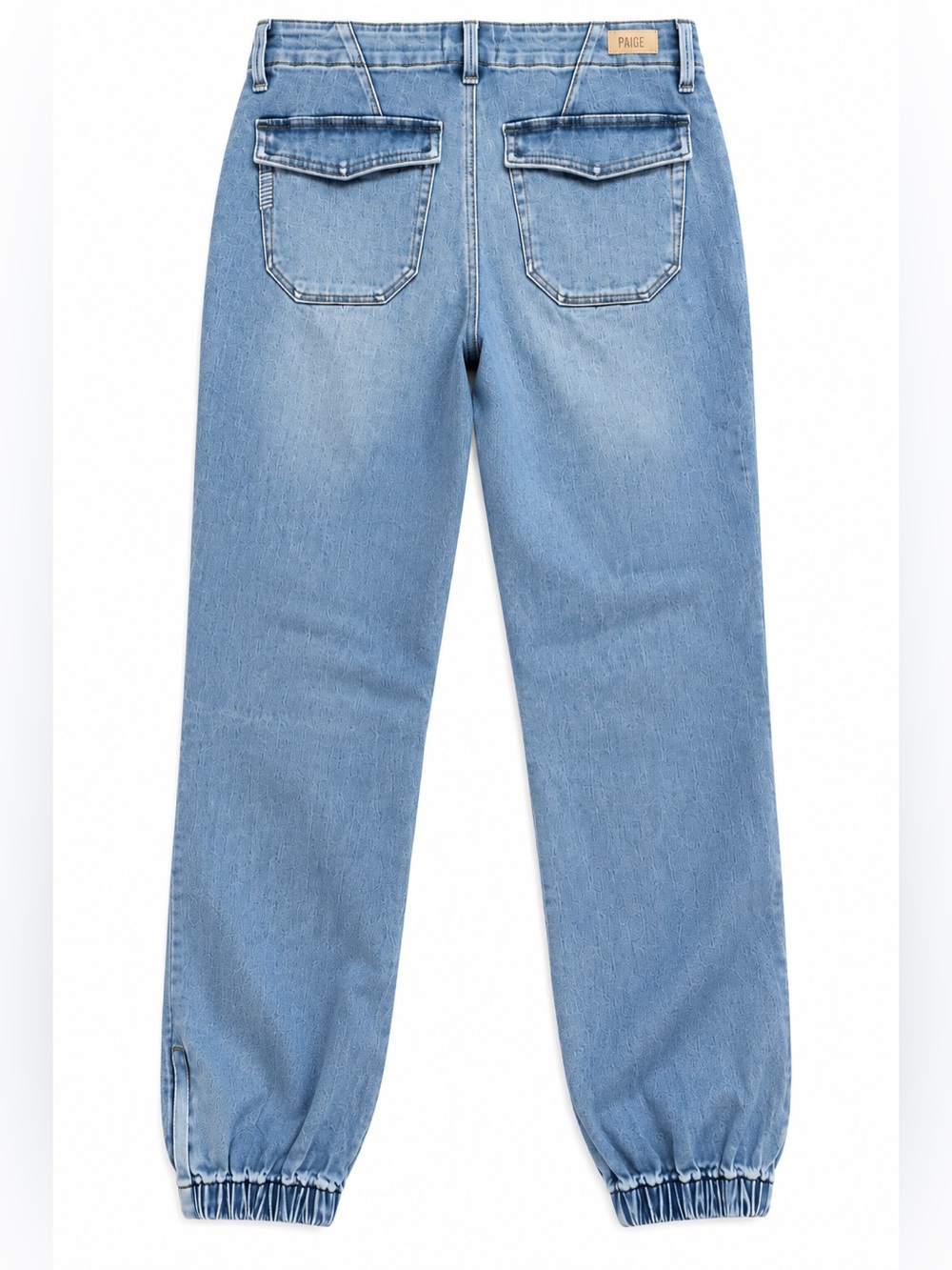 PAIGE Mayslie Denim Jogger Women 27 Light Wash Utility Patch Pockets - Picture 3 of 11